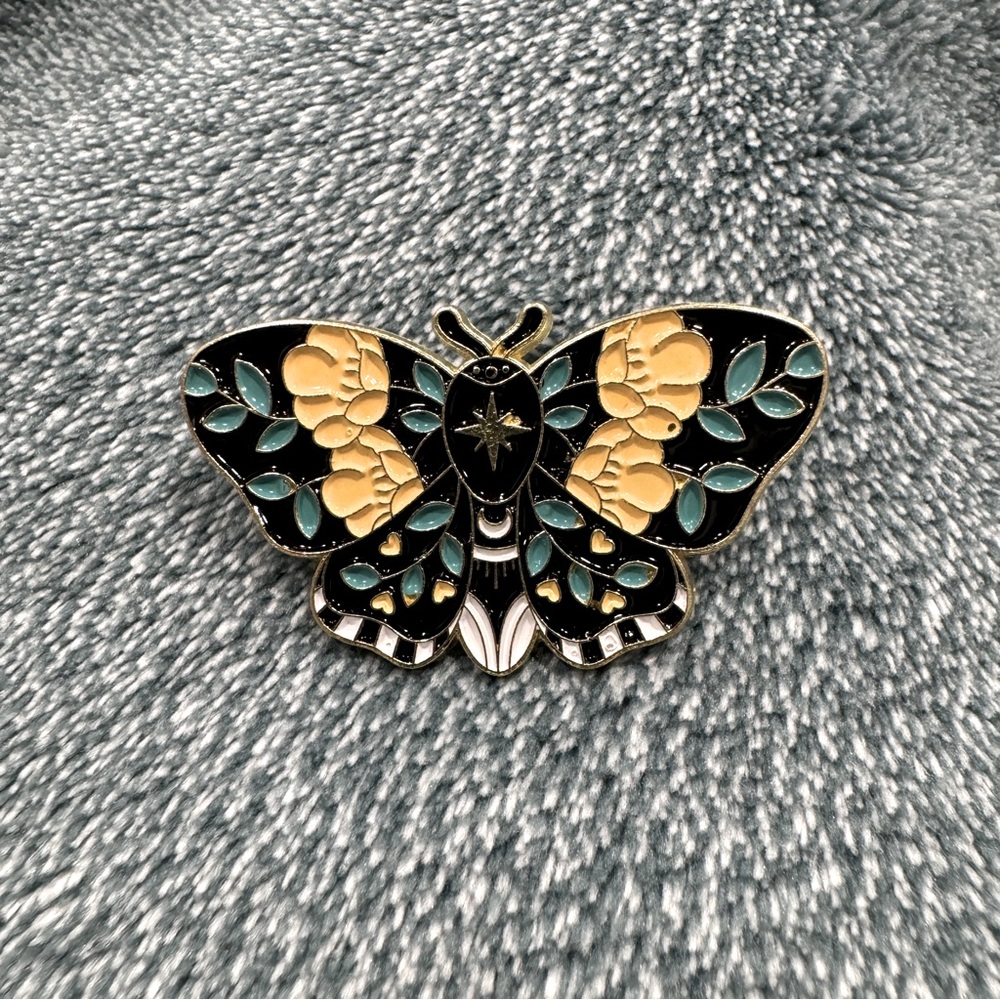 Celestial Floral Moth Pin Brooch A